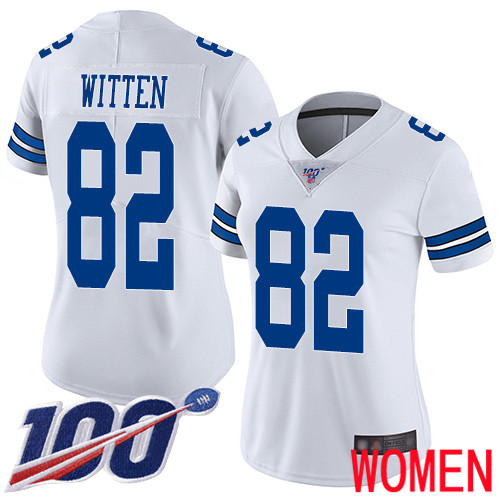 Women Dallas Cowboys Limited White Jason Witten Road 82 100th Season Vapor Untouchable NFL Jersey